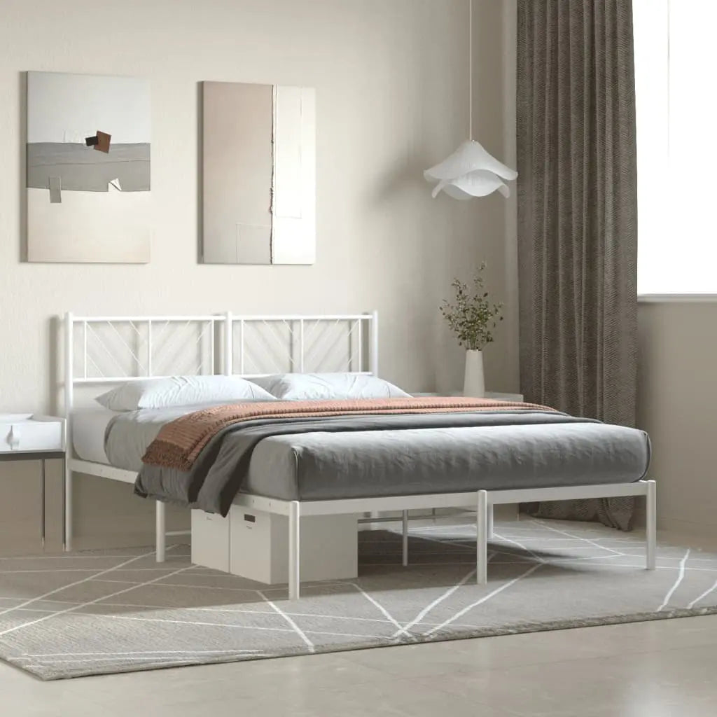 Vetonek Estructura cama sin colchón con cabecero metal blanco 135x190cm