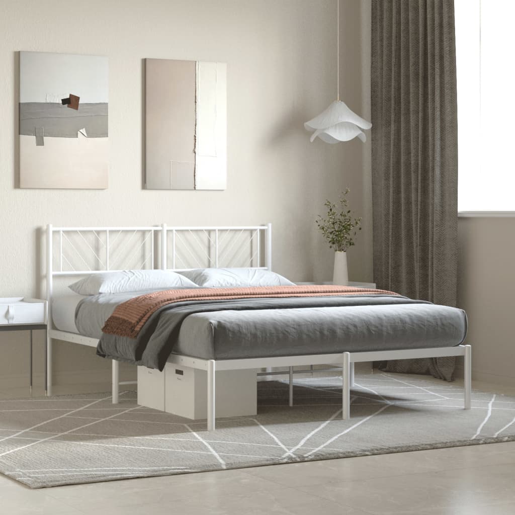 Vetonek Estructura cama sin colchón con cabecero metal blanco 140x190cm