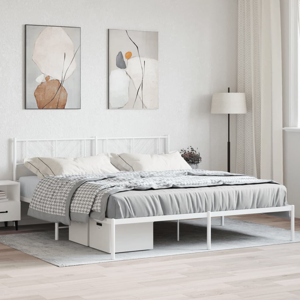 Vetonek Estructura cama sin colchón con cabecero metal blanco 183x213cm