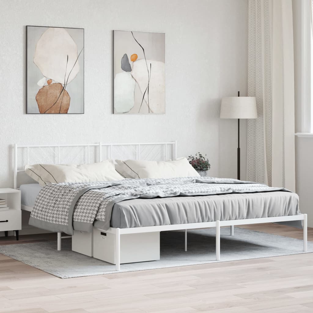 Vetonek Estructura cama sin colchón con cabecero metal blanco 193x203cm