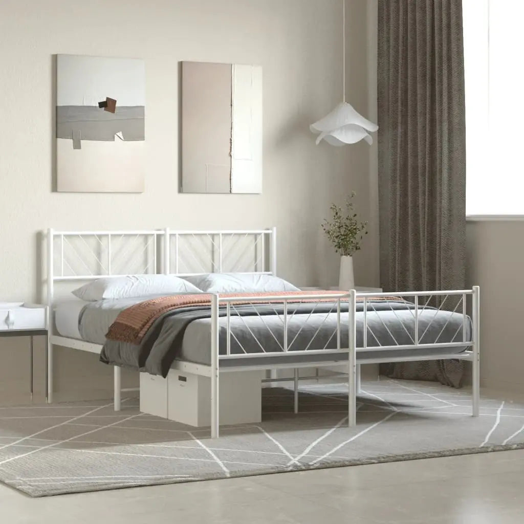 Vetonek Estructura cama sin colchón con estribo metal blanco 120x200 cm