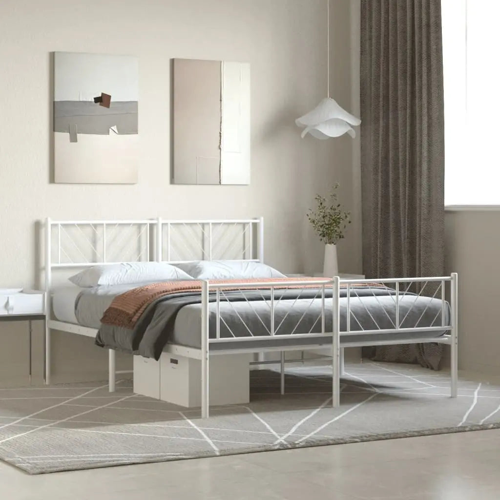 Vetonek Estructura cama sin colchón con estribo metal blanco 140x190 cm