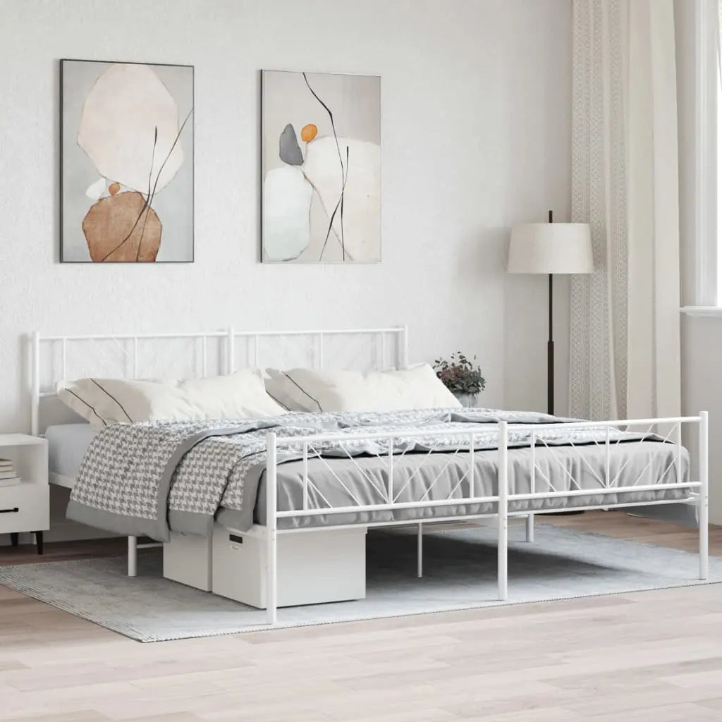 Vetonek Estructura cama sin colchón con estribo metal blanco 180x200 cm