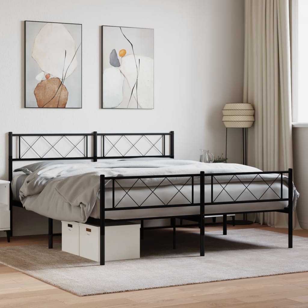 Vetonek Estructura cama sin colchón con estribo metal negro 120x190 cm