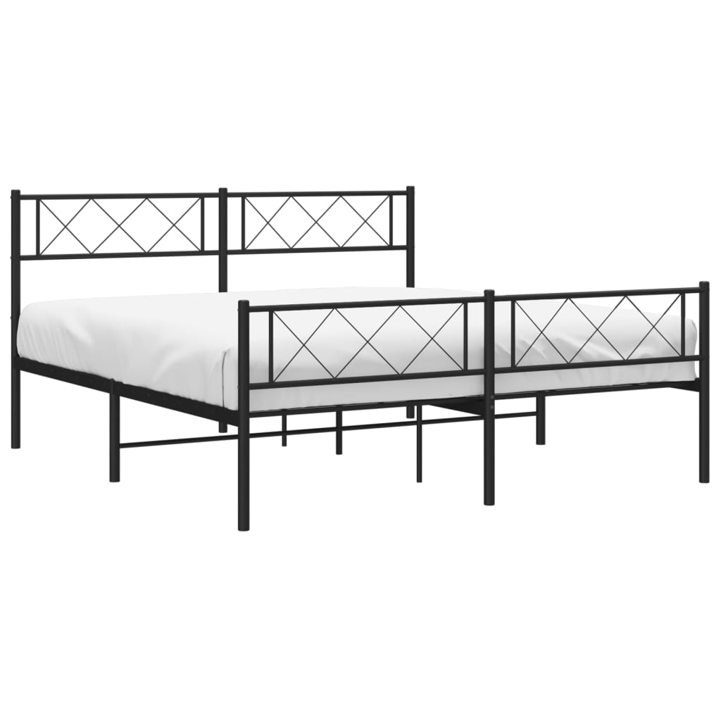 Bett ohne Matratzenbett mit schwarzem Metall 140x190 cm