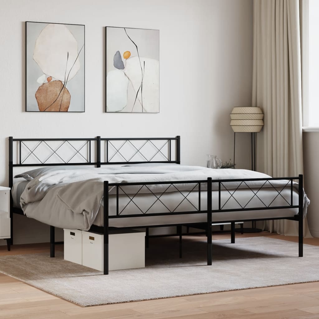 Vetonek Estructura cama sin colchón con estribo metal negro 140x190 cm