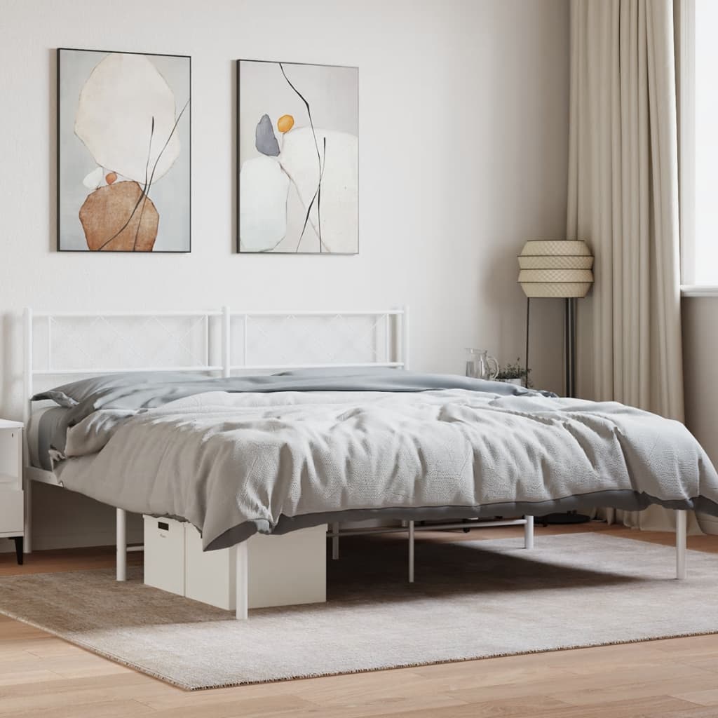 Vetonek Estructura cama sin colchón con cabecero metal blanco 120x190cm