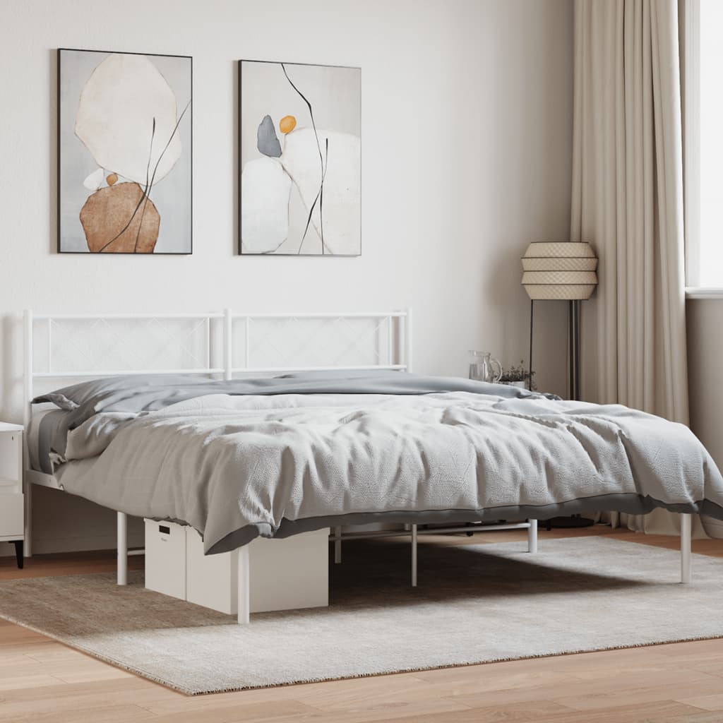 Vetonek Estructura cama sin colchón con cabecero metal blanco 135x190cm