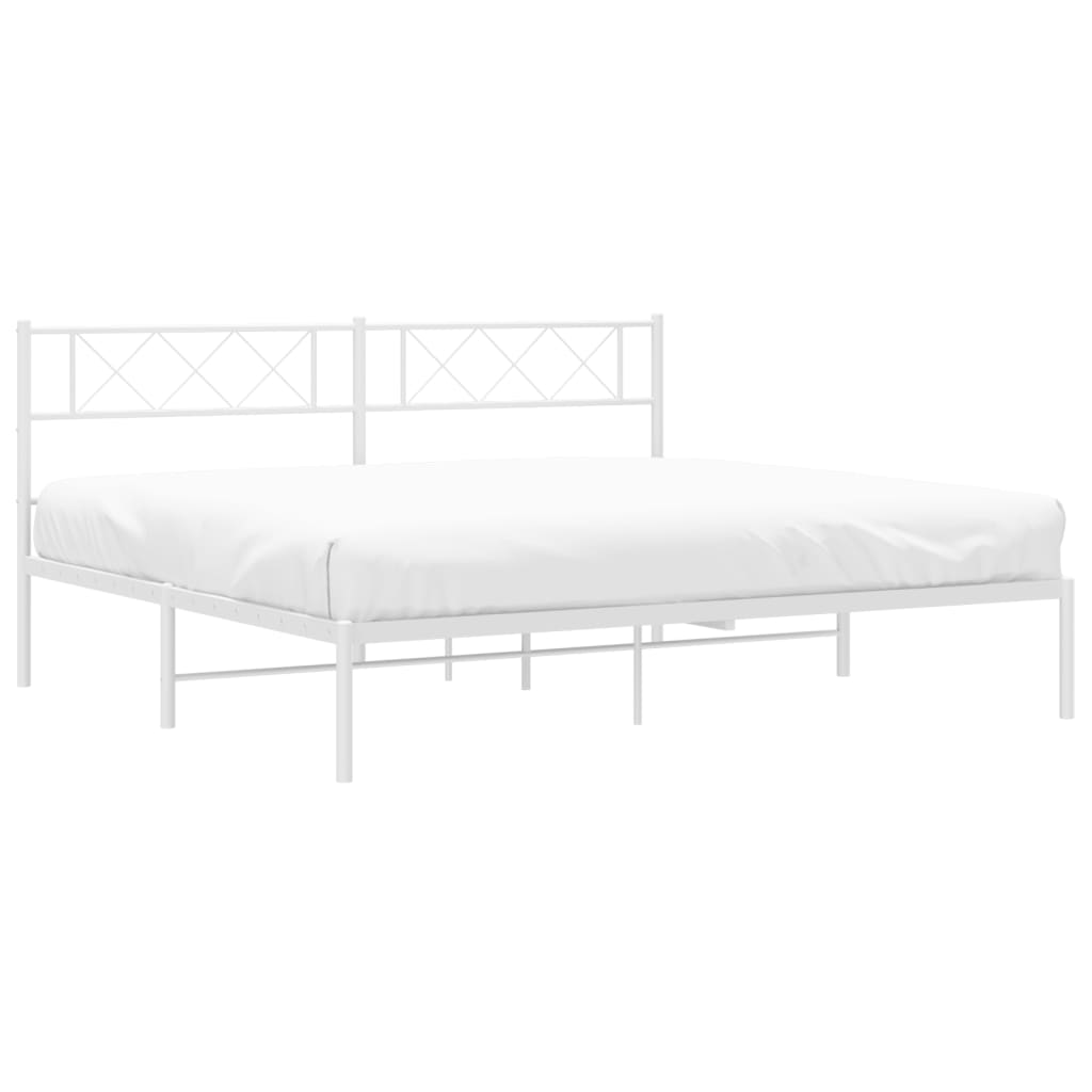 Estructura cama sin colchón con cabecero metal blanco 200x200cm