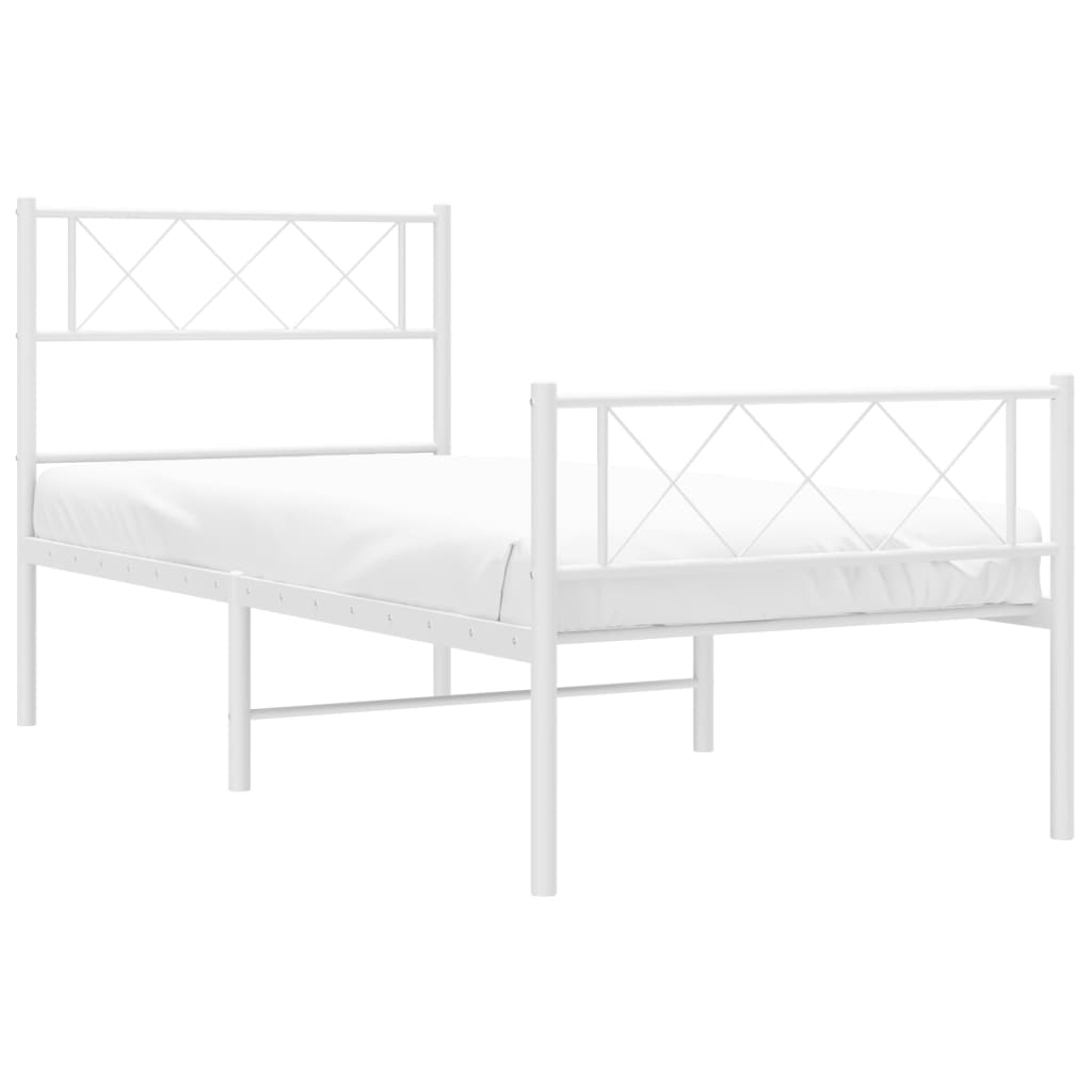 Estructura cama sin colchón con estribo metal blanco 100x190 cm