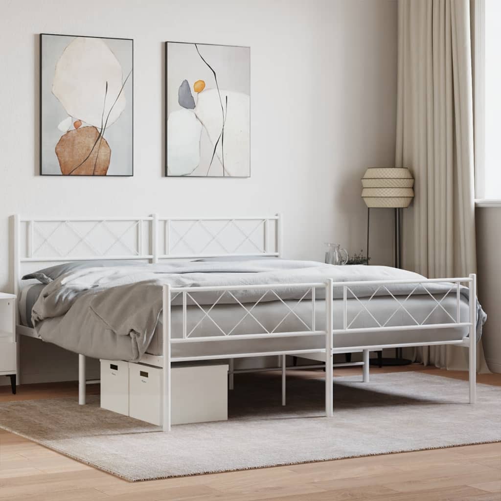 Vetonek Estructura cama sin colchón con estribo metal blanco 120x190 cm