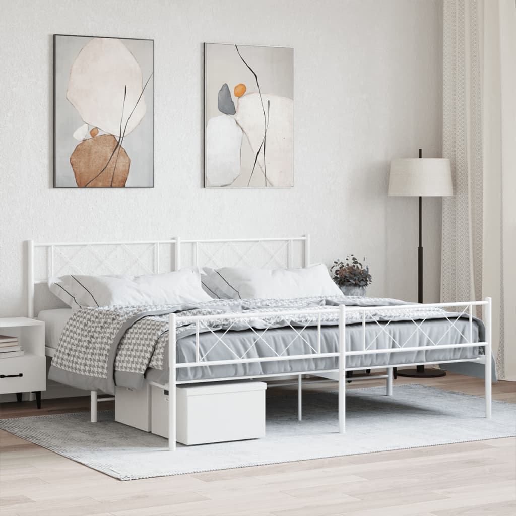 Vetonek Estructura cama sin colchón con estribo metal blanco 180x200 cm