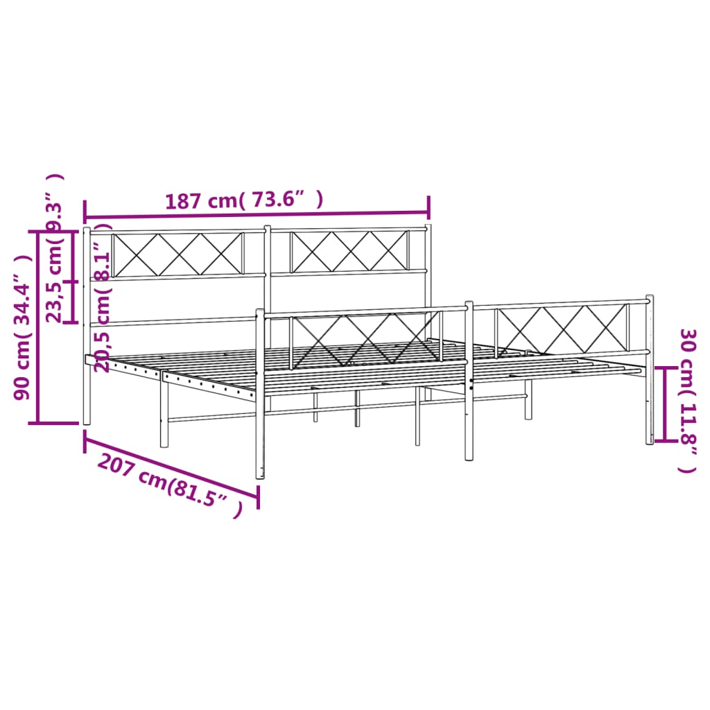 Estructura cama sin colchón con estribo metal blanco 180x200 cm