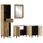 Vetonek Conjunto de muebles de baño 4 piezas madera maciza de mango