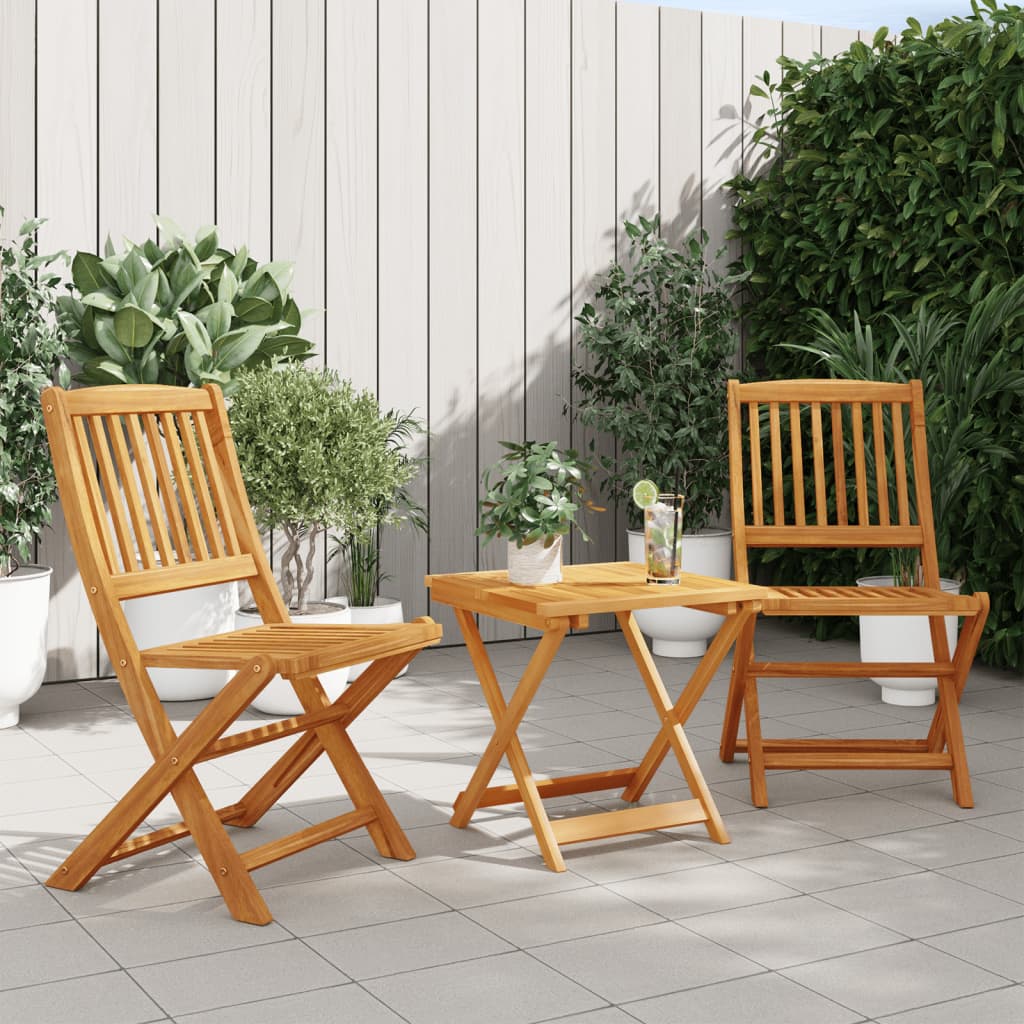 Vetonek Set de comedor de jardín plegable 3 pzas madera maciza acacia