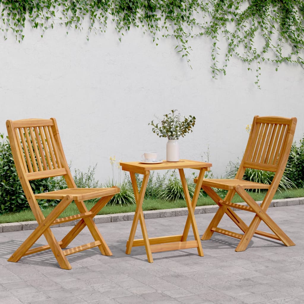 Vetonek Set de comedor de jardín plegable 3 pzas madera maciza acacia