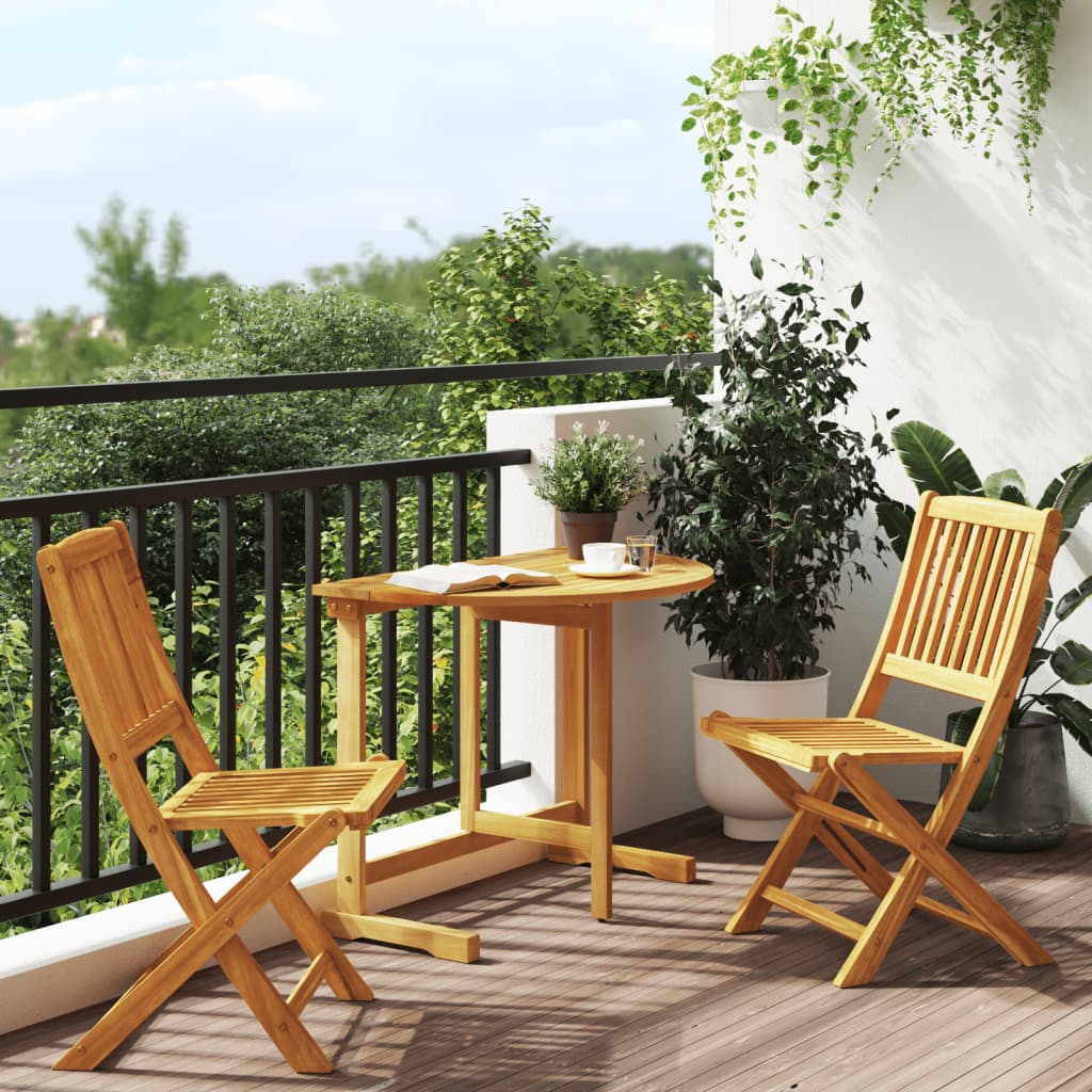 Vetonek Set de comedor de jardín plegable 3 pzas madera maciza acacia