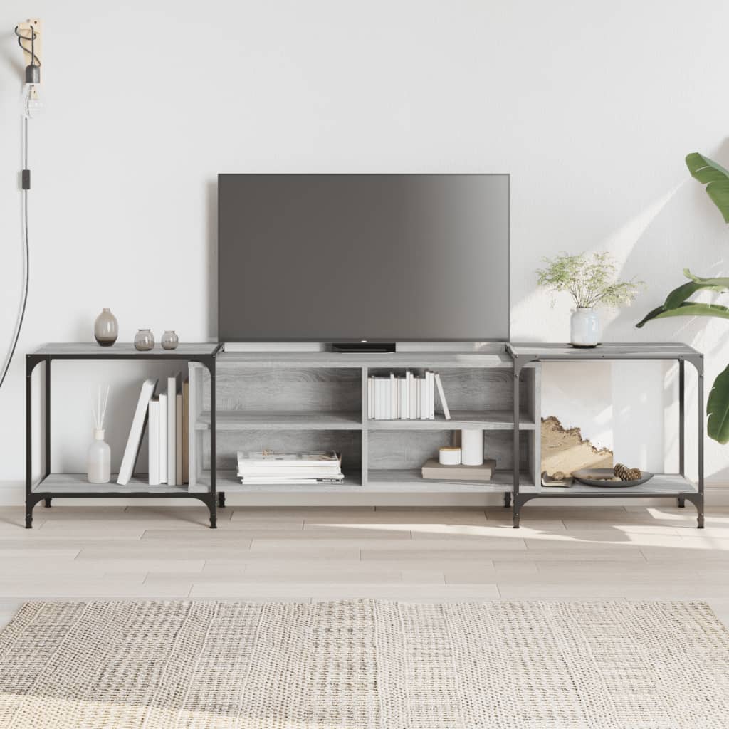 Vetonek Mueble de TV madera de ingeniería gris Sonoma 203x37x50 cm