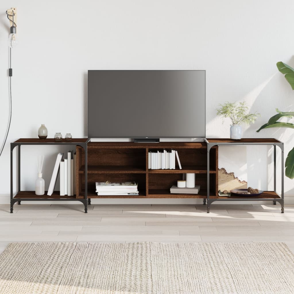 Vetonek Mueble de TV madera de ingeniería marrón roble 203x37x50 cm