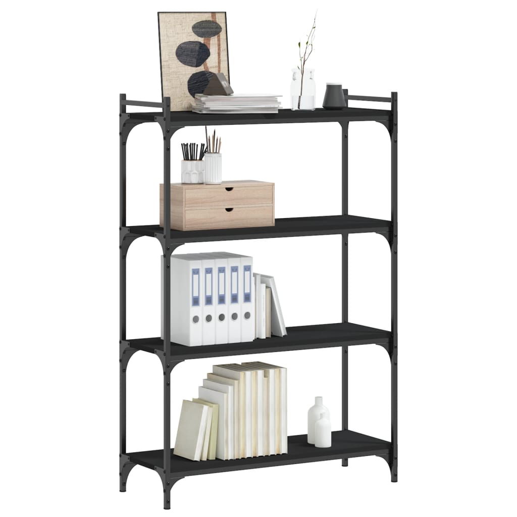 4 Regale Bibliothek Schwarz Engineering 80x30x120 cm