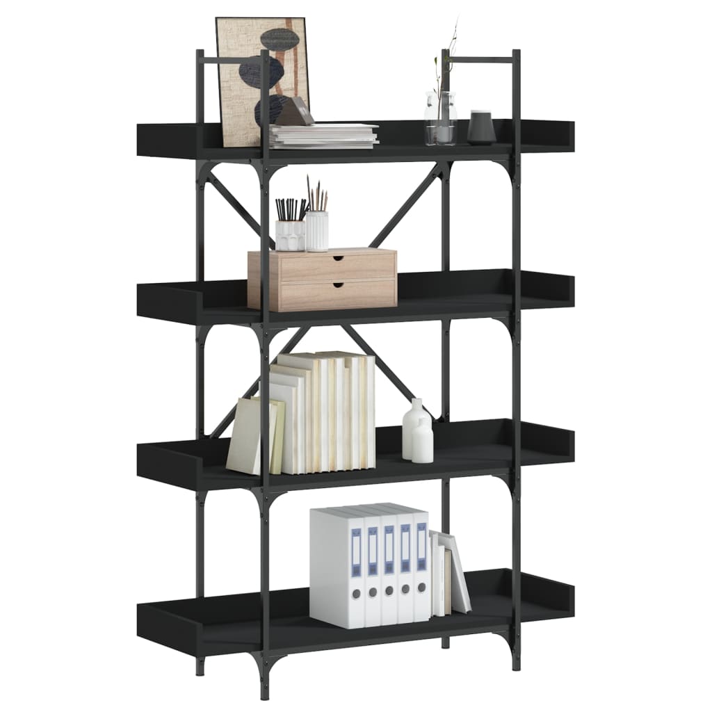 Vetonek Librería de 4 estantes madera ingeniería negro 100x33x145,5 cm