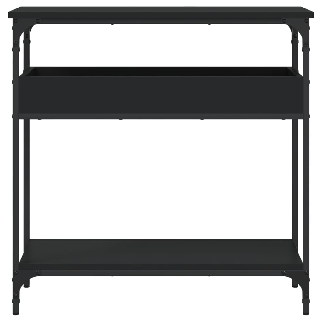 Mesa consola con estante madera ingeniería negra 75x29x75 cm V12