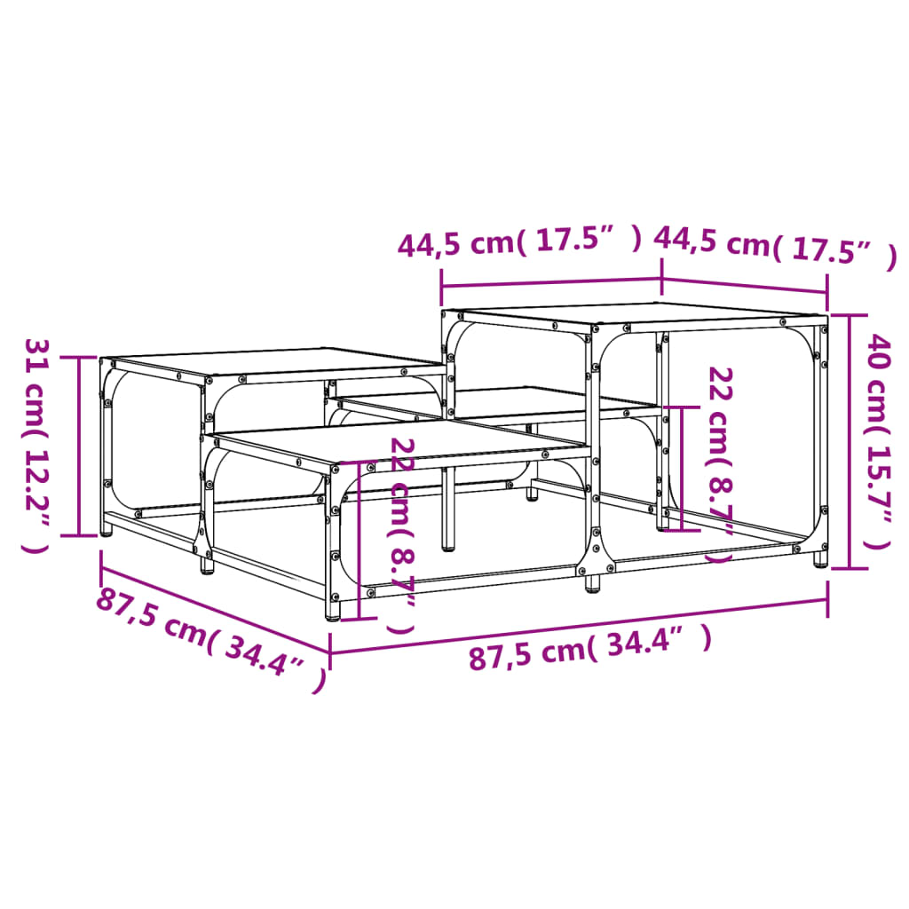 Sonoma Gray Engineering Wood Centre Tableau 87.5x87,5x40 cm