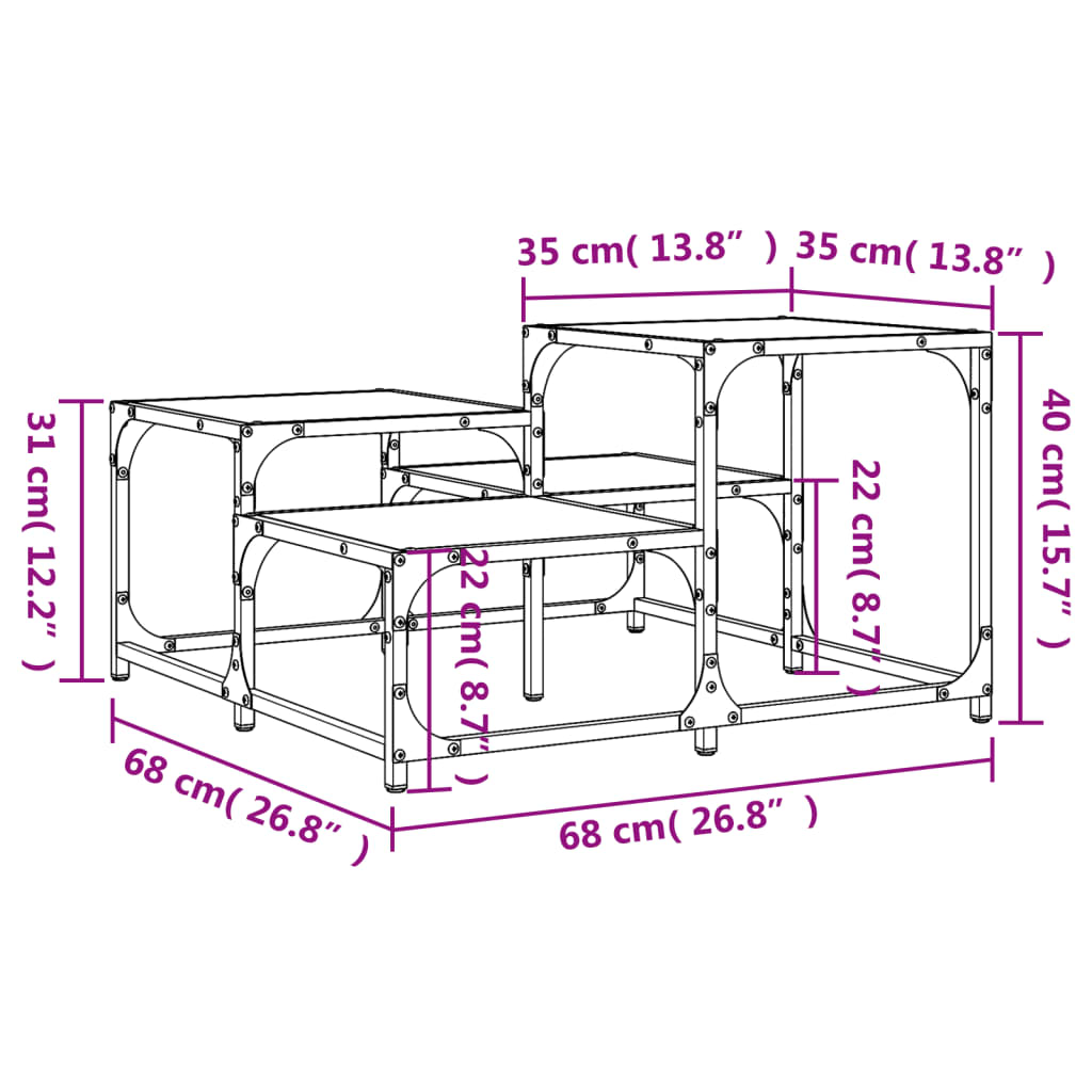 Enginyeria Negra Centre de fusta de fusta 68x68x40 cm