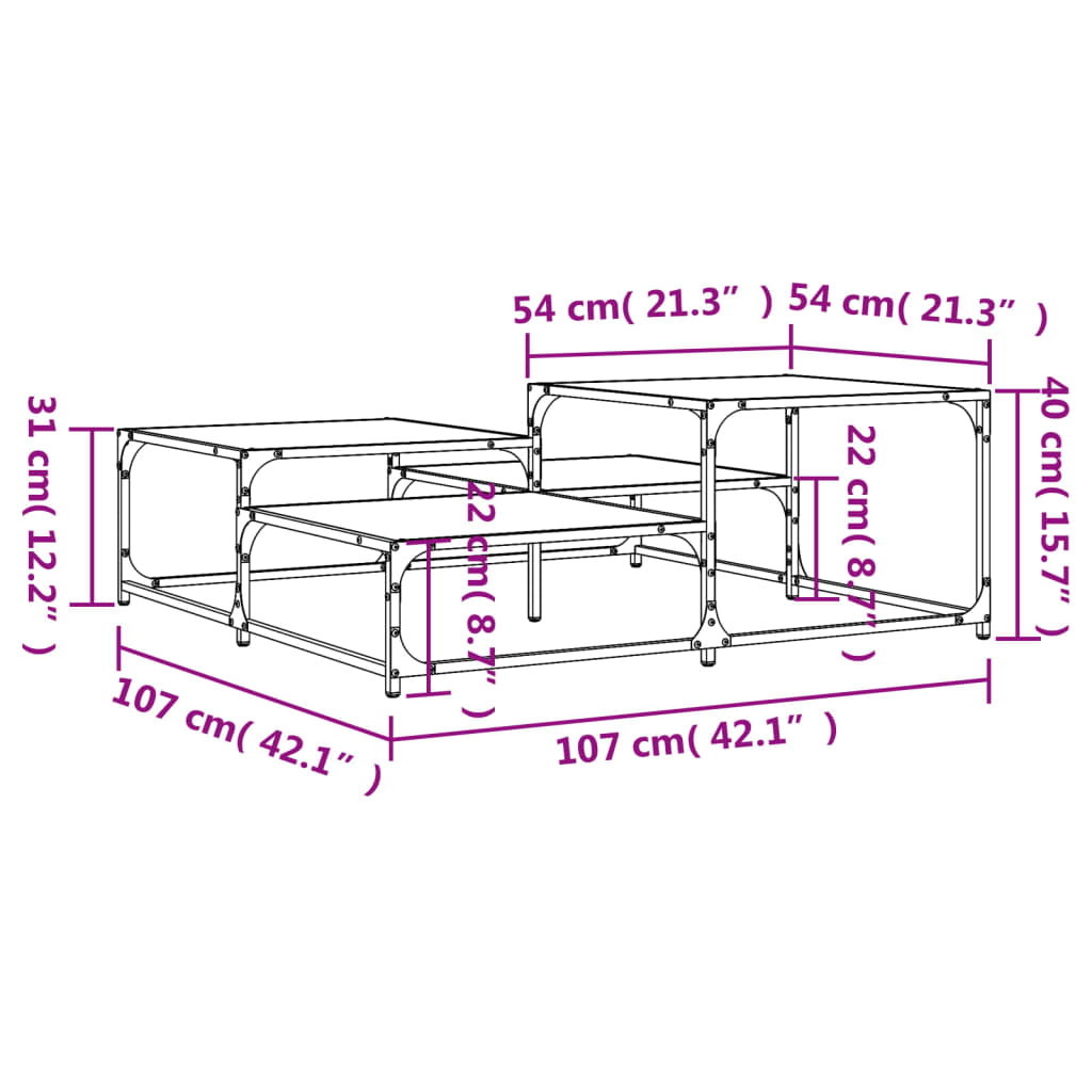 Mesa de centro madera de ingeniería roble Sonoma 107x107x40 cm