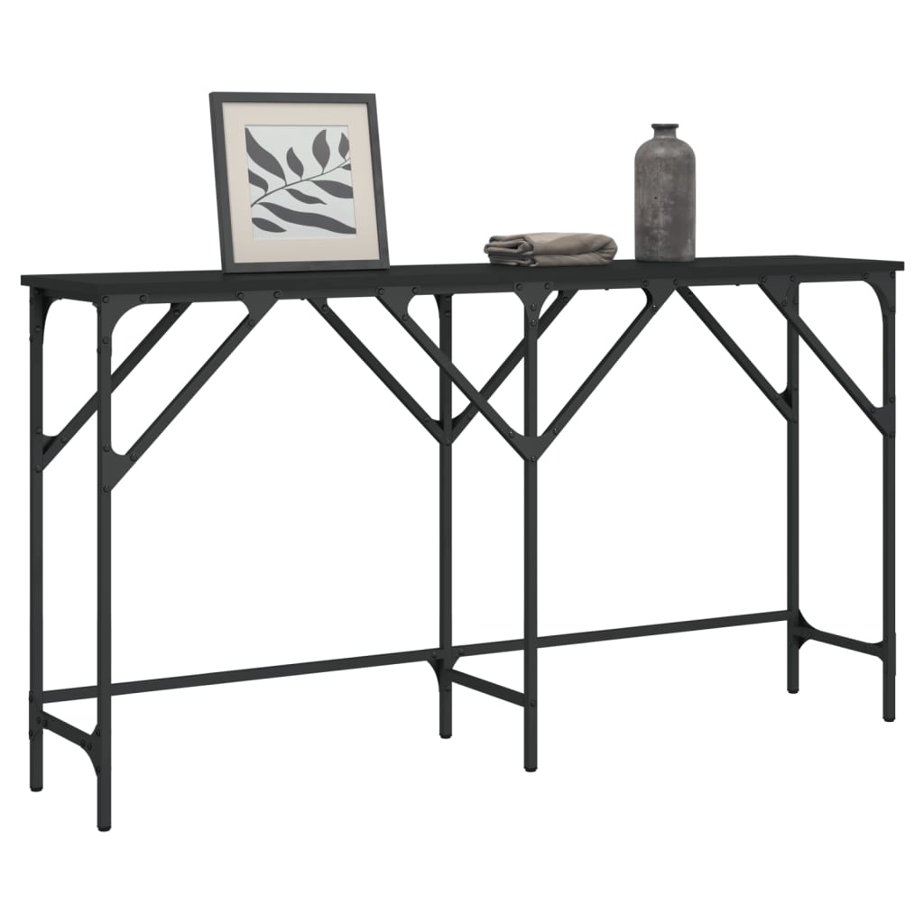 Vetonek Mesa consola madera de ingeniería negra 140x29x75 cm