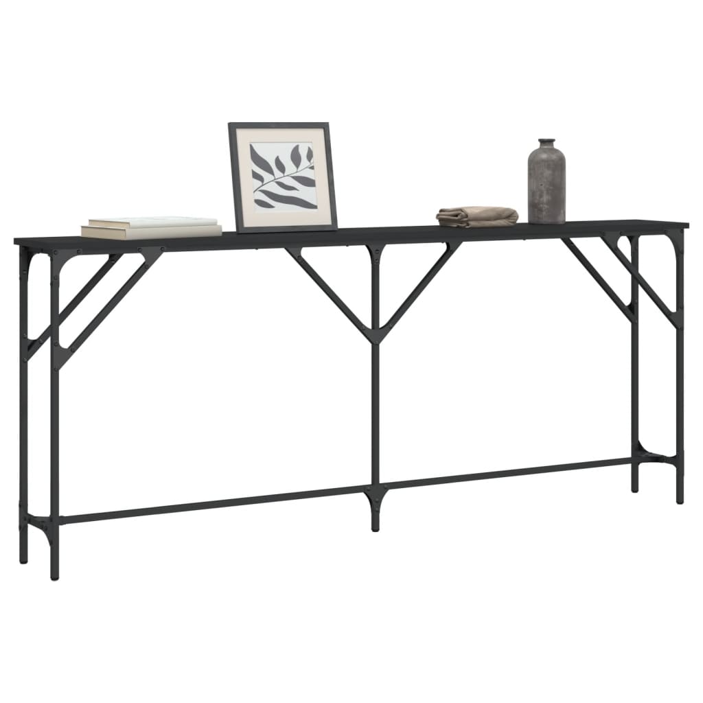 Black engineering wood console table 180x23x75 cm