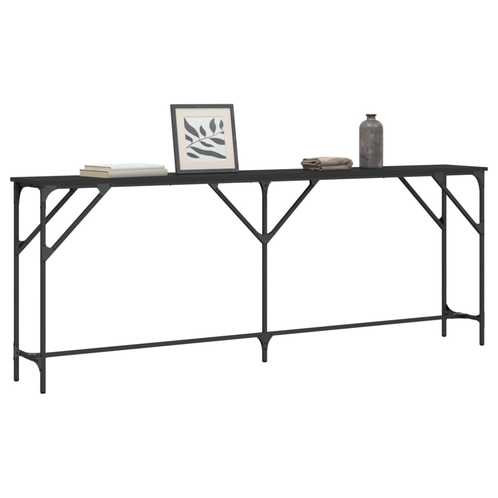 Mesa consola madera de ingeniería negra 200x29x75 cm - Vetonek