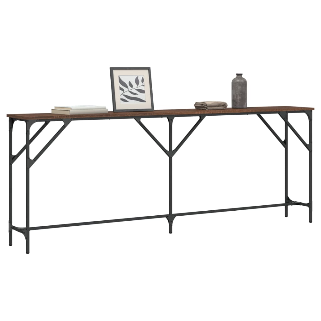 Mesa consola madera de ingeniería marrón roble 200x29x75 cm - Vetonek