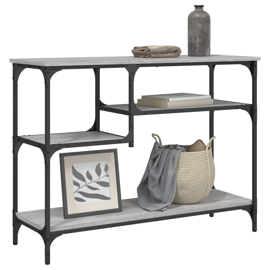 Vetonek Mesa consola con estantes gris Sonoma 100x35x75 cm