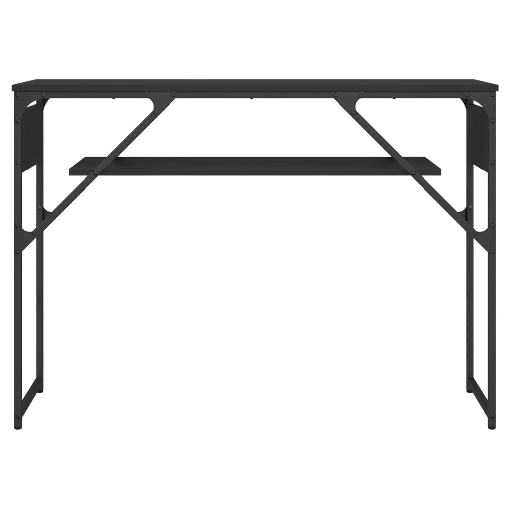 Mesa consola con estante madera ingeniería negra 105x30x75 cm V92