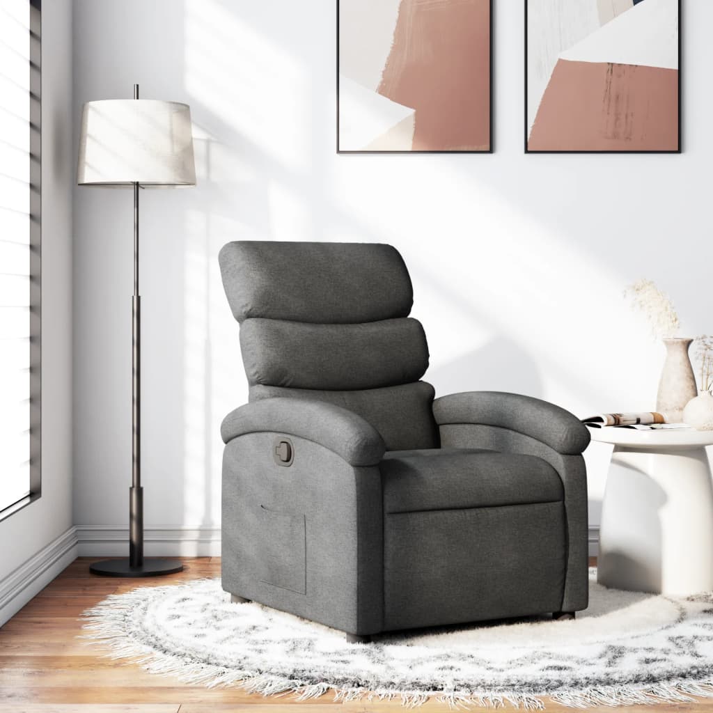 Vetonek Sillón reclinable de tela gris oscuro