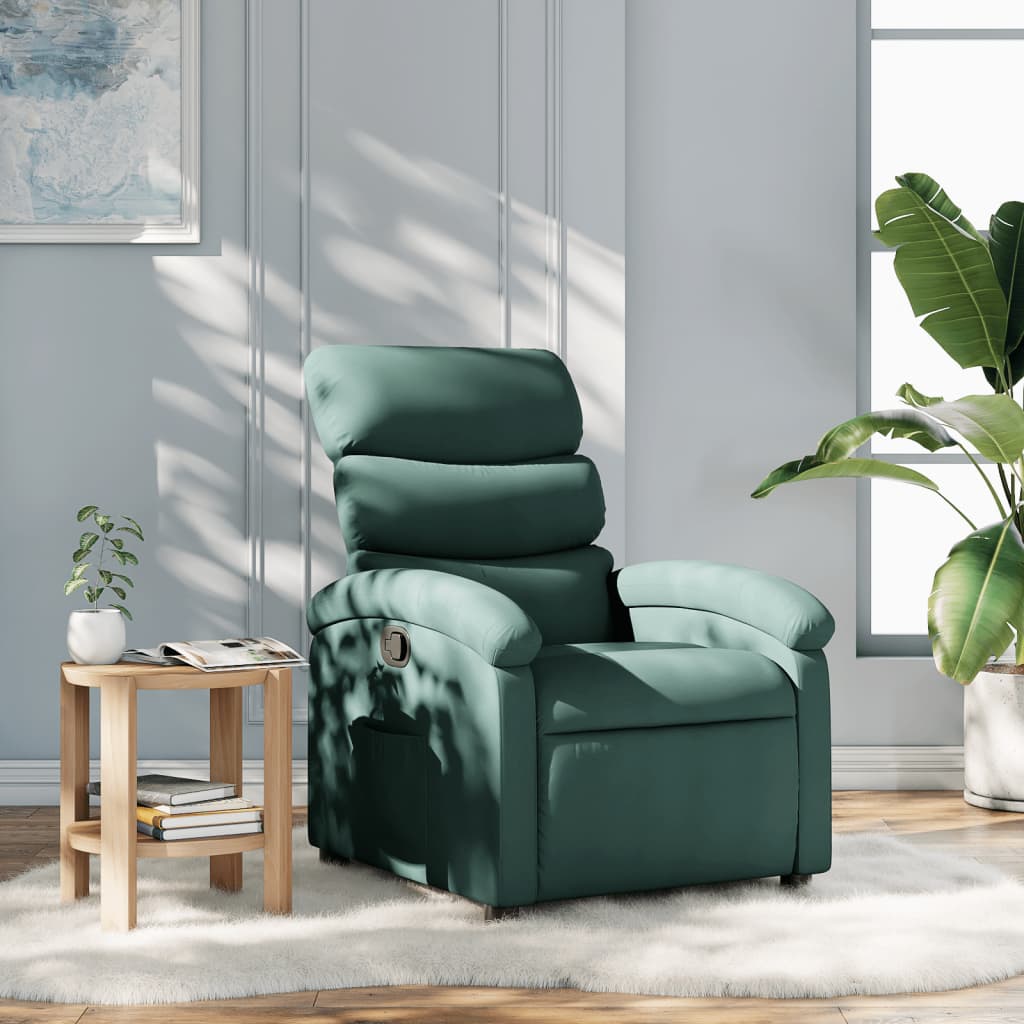 Vetonek Sillón reclinable de tela verde oscuro