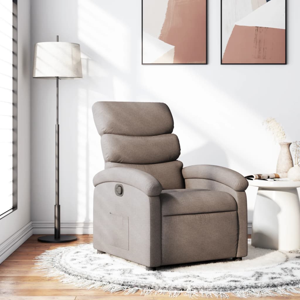 Vetonek Sillón reclinable de tela gris taupe