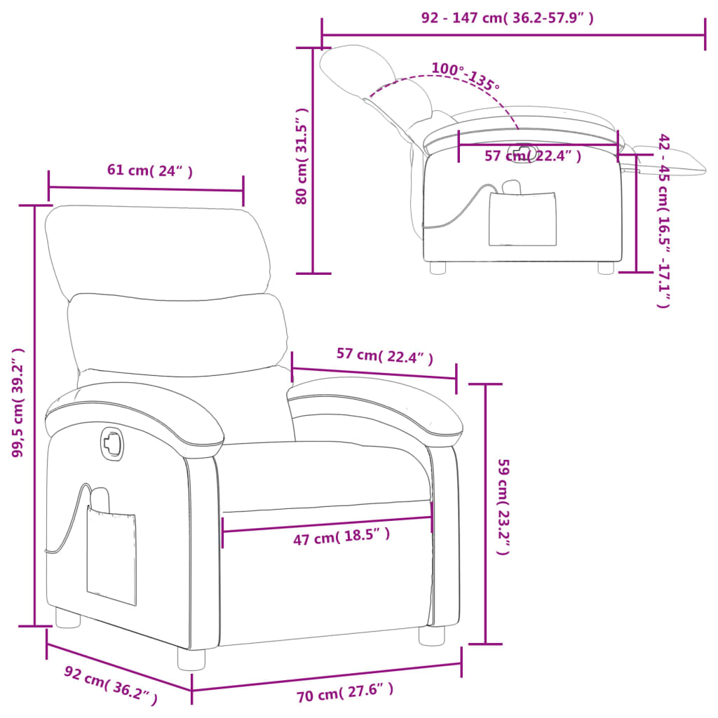 Fauteuil de massage inclinable gris foncé