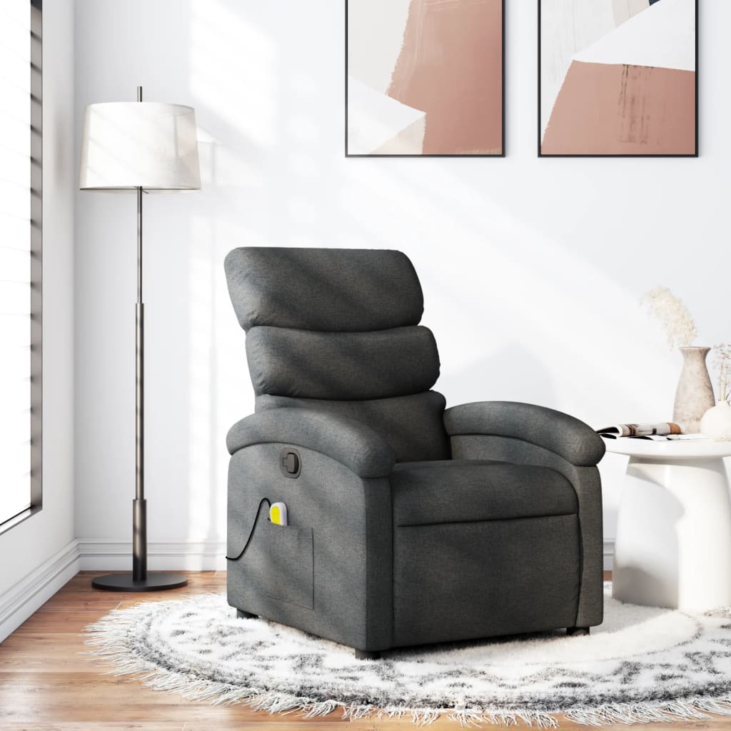 Vetonek Sillón de masaje reclinable de tela gris oscuro