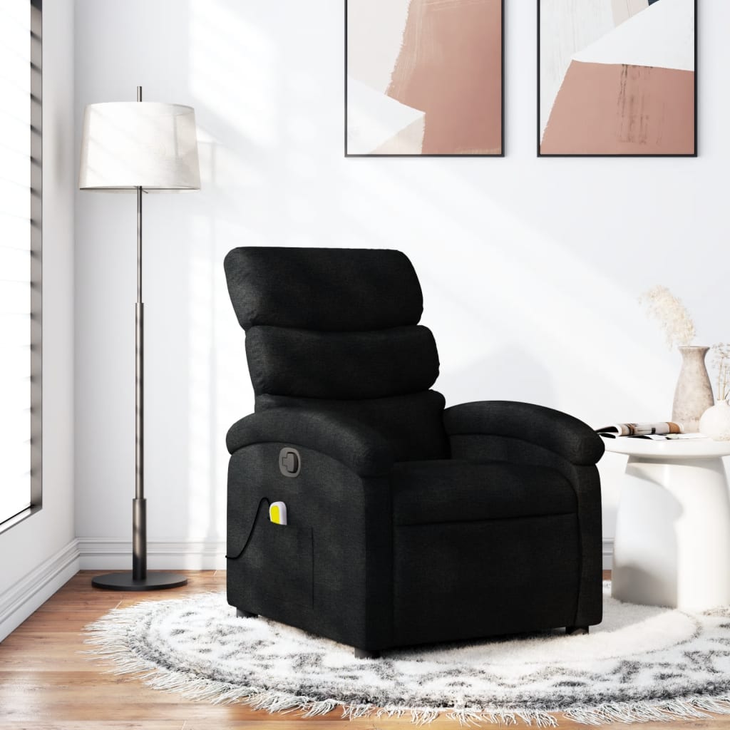 Vetonek Sillón reclinable de masaje de tela negro