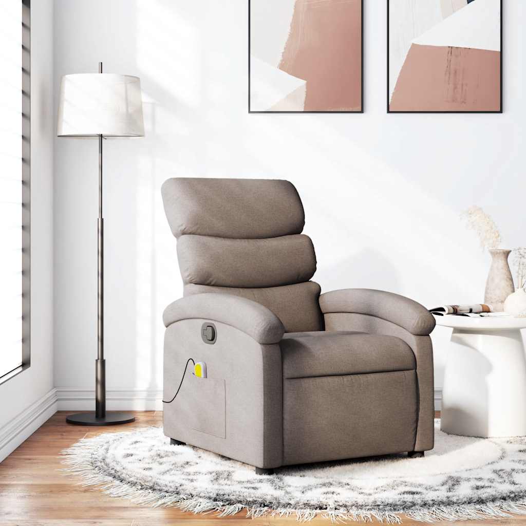 Vetonek Sillón de masaje reclinable de tela gris taupé