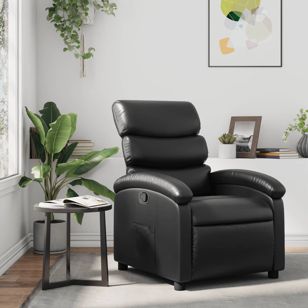 Vetonek Sillón reclinable de cuero sintético negro