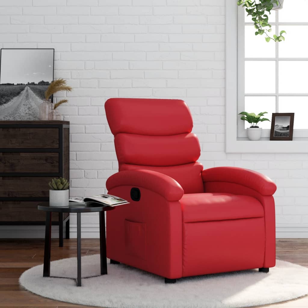 Vetonek Sillón reclinable de cuero sintético rojo