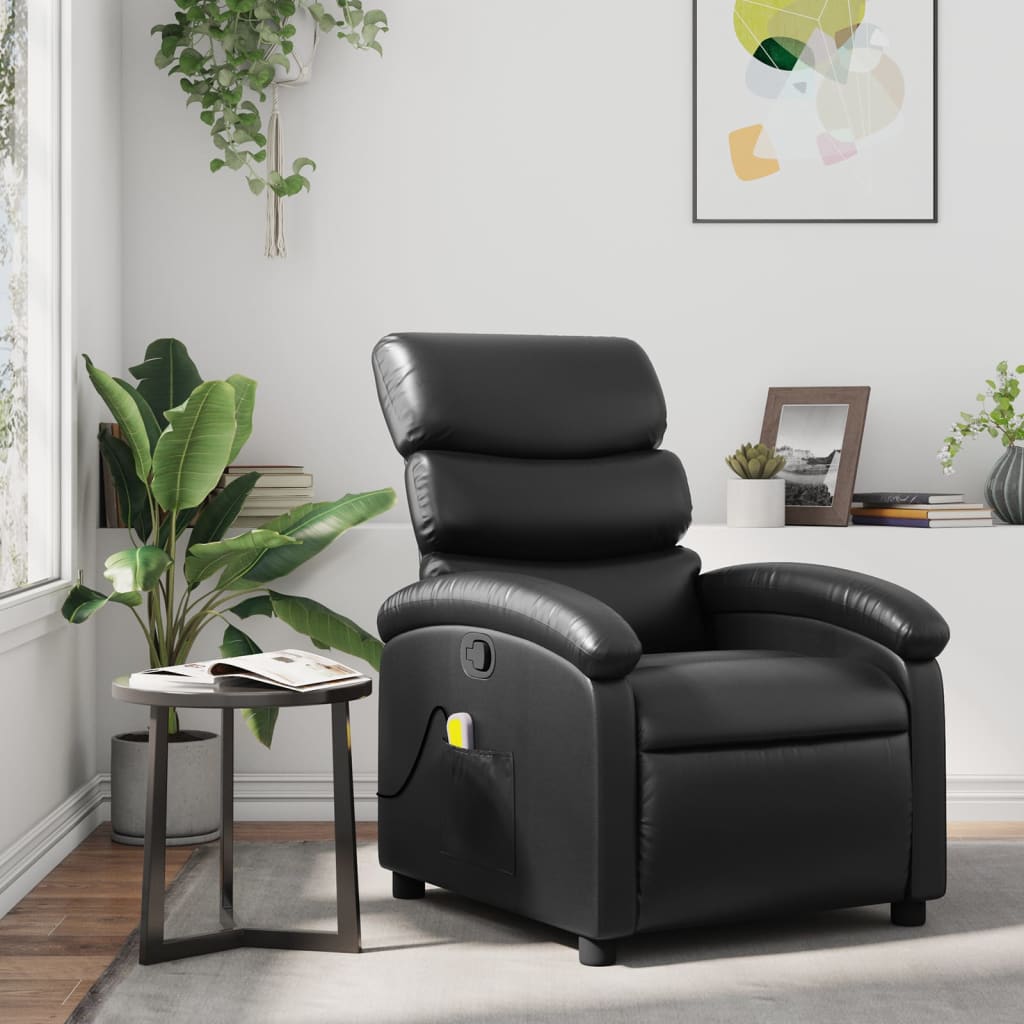 Vetonek Sillón de masaje reclinable cuero sintético negro