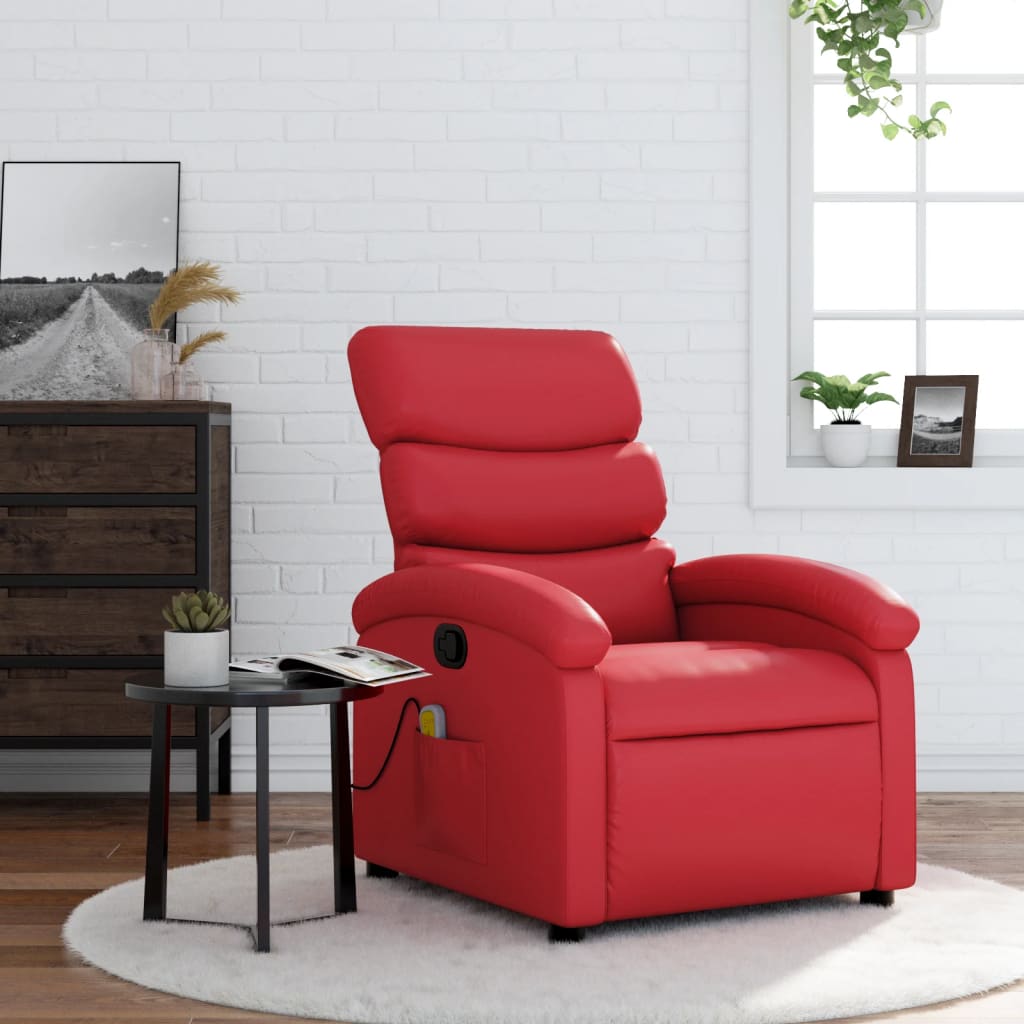 Vetonek Sillón de masaje reclinable cuero sintético rojo