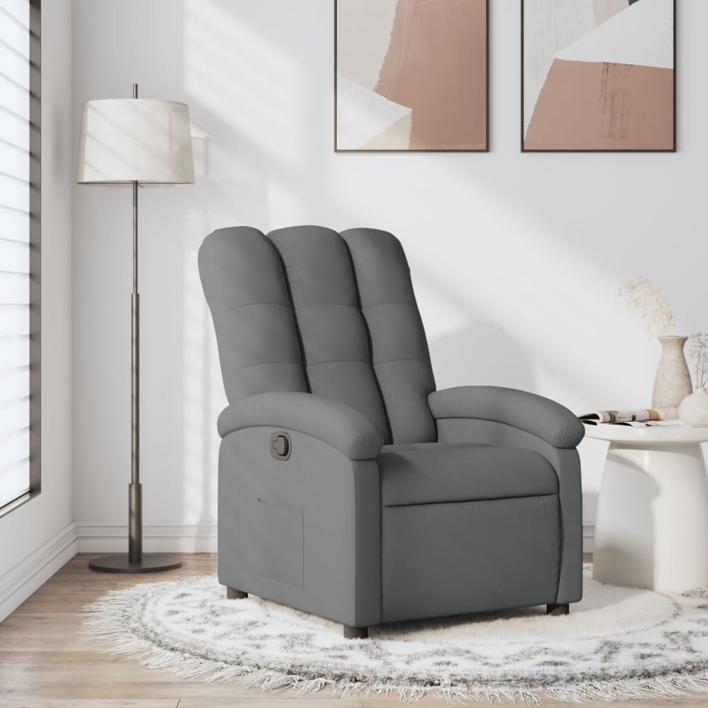 Vetonek Sillón reclinable de tela gris oscuro