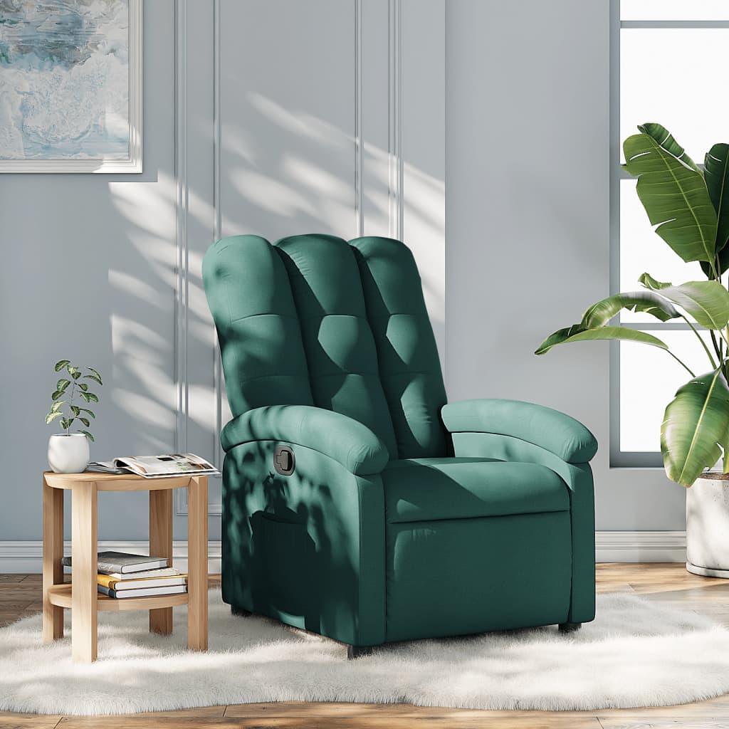 Vetonek Sillón reclinable de tela verde oscuro