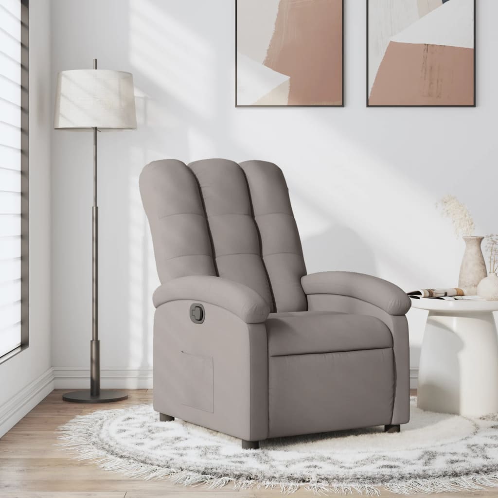 Vetonek Sillón reclinable de tela gris taupe