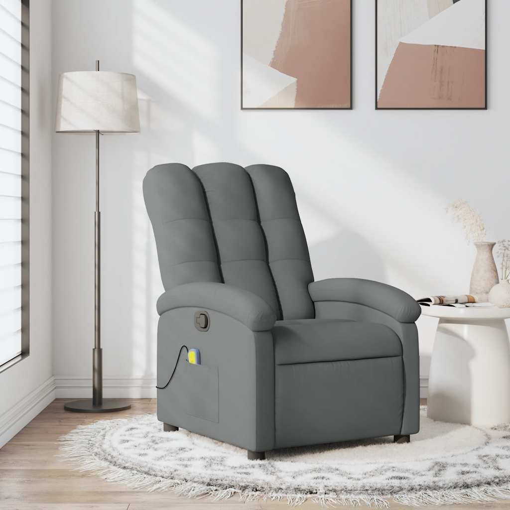 Vetonek Sillón de masaje reclinable de tela gris oscuro